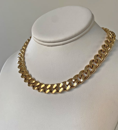 curb chain necklace stainless steel gold plated statement necklace 